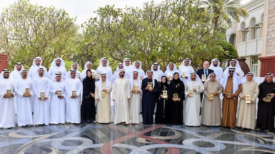 Sheikh Mohammed bin Rashid, Vice President and Ruler of Dubai, honoured several officials who supervised and organised the country’s pavilions at various expos from 1970 to 2020. Courtesy:Wam
