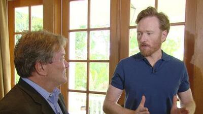 Conan O'Brien, right, on 60 Minutes.