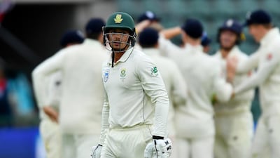 Quinton de Kock after losing his wicket. Getty