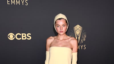 Emma Corrin in custom Miu Miu. Getty Images