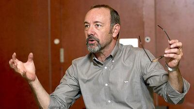 Kevin Spacey during one of the training programmes for The Middle East Theatre Academy (META). Courtesy META