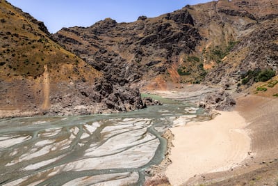 Low water inlet of the river upstream of the Amir Kabir dam along the Karaj river in Iran's northern Alborz mountain range. AFP