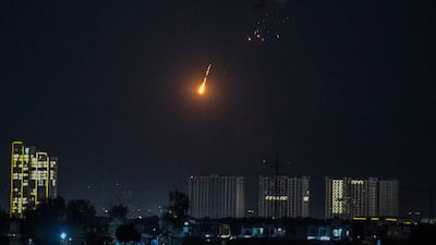 A drone is intercepted near the US consulate and Erbil International Airport in Erbil, in the Kurdistan Region of Iraq, early in the war with Iran. EPA