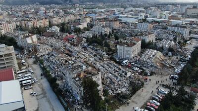 Destruction in Hatay city centre. AP