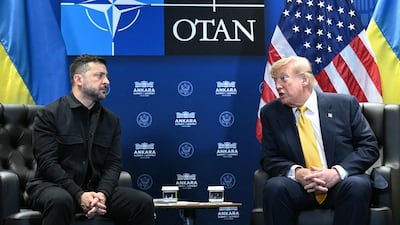 President Volodymyr Zelensky with US President Donald Trump. AFP