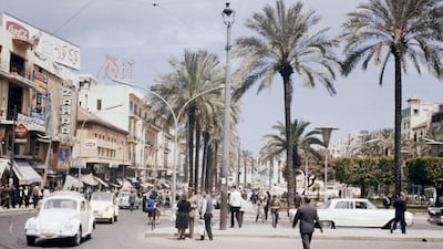 Place des Martyrs, a square in the heart of downtown Beirut, in the 1960s. Beirut was more relaxed than what it is today. Alamy Stock Photo