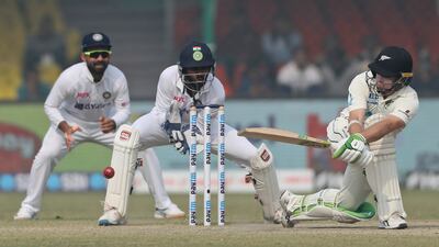 New Zealand's Tom Latham plays a shot on his way to 52. AP