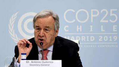 UN Secretary General Antonio Guterres said nations gathered for climate talks starting in Madrid on December 2, 2019 faced a stark choice. AFP