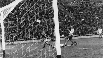 Archie Gemmill scores for Scotland against the Netherlands at the 1978 World Cup in Argentina. Getty