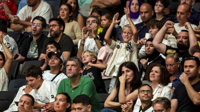 Thousands of fans attend the EuroLeague SuperCup match between Dubai Basketball and Tarfin Fenerbahce at Etihad Arena in Abu Dhabi.
