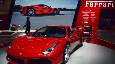Ferrari showcases its 488 GTB at the 16th Shanghai International Automobile Industry Exhibition. Johannes Eisele / AFP