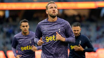 Harry Kane of Tottenham Hotspur warms up before the pre-season soccer match against West Ham United. EPA