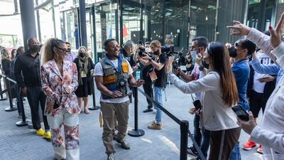 Excited fans take pictures of the group at the Philippines Pavilion. Photo: Expo 2020 Dubai