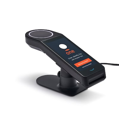 Amazon One devices powered by palm-recognition technology are being tested at Amazon Go shops in Seattle. AP