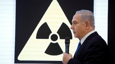 Israeli Prime Minister Benjamin Netanyahu speaks during a news conference at the Ministry of Defence in Tel Aviv, Israel, April 30, 2018. Amir Cohen / Reuters