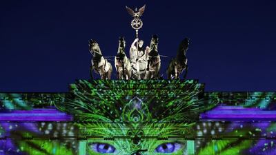 Detail of a light projection on the Brandenburger Gate during the Festival of Lights 2018, in Berlin, Germany. EPA