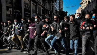 Thousands of Greek students take part in a rally in central Athens to protest against a controversial plan to create a special police unit for 'security' in universities. AFP