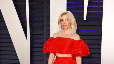 Elizabeth Banks in Monique Lhuillier arrives at the 2019 Vanity Fair Oscar Party. Reuters
