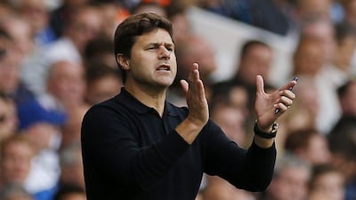 Tottenham manager Mauricio Pochettino encourages his side during their Premier League match on Saturday, August 20, 2016. Andrew Couldridge / Action Images