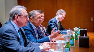 Sheikh Abdullah held talks with Mr Lavrov in Abu Dhabi. EPA