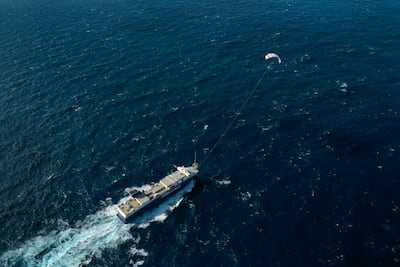 The Seawing kite being tested in the Atlantic. Photo: Seawing