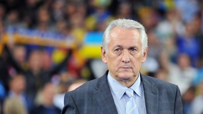 Ukraine head football coach Mykhailo Fomenko prefers less talk and lets the play on the pitch do all his talking for him. Genya Savilov / AFP