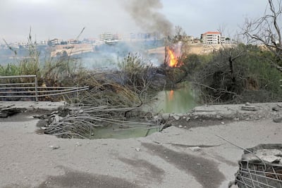 A destroyed bridge over the Litani River. AFP