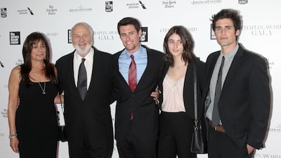 Reiner and wife Michele Singer with their children, from left, Nicholas, Romy and Jake, in 2014. Getty Images