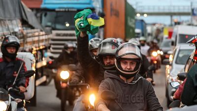 Supporters of President Jair Bolsonaro, mainly truck drivers, block the BR-101 highway in Palhoca, Brazil. AFP