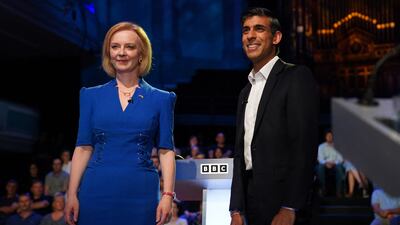 Britain's Conservative leadership candidates, Foreign Secretary Liz Truss and former chancellor to the exchequer Rishi Sunak. AFP