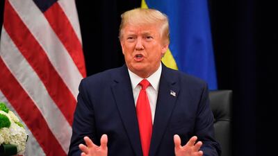 US President Donald Trump speaks during a meeting with Ukrainian President Volodymyr Zelensky in New York on the sidelines of the United Nations General Assembly. AFP