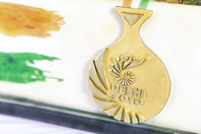 A replica of the medal Geeta Phogat won in the 2010 Commonwealth Games wrestling finals. Reem Mohammed / The National