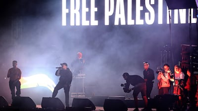 Following from Coachella, Kneecap kept up its 'Free Palestine' chant at London's Wide Awake Festival in May. AFP