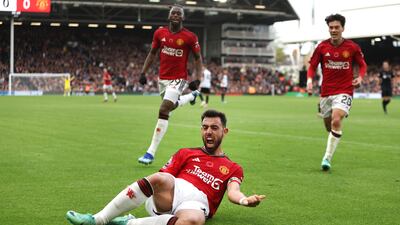 Manchester United's Bruno Fernandes after his decisive goal in injury-time. PA