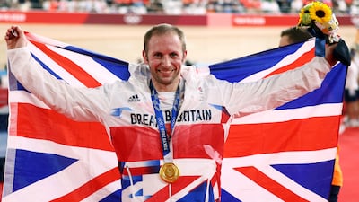 Jason Kenny celebrates his seventh Olympic gold.