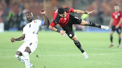 Naby Keita, left, of Guinea in action against Egypt's Emam Ashour. EPA
