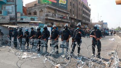 Iraqi security forces near Tahrir Square in central Baghdad October 2, 2019 Iraq. AP Photo