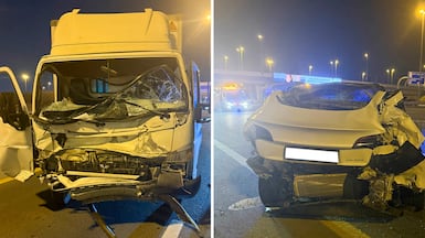 Three drivers were injured in the accident in Dubai on Tuesday. Photo: Dubai Police