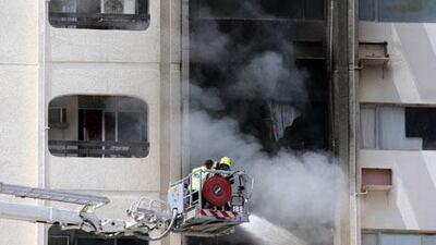 Abu Dhabi fire fighters put out an apartment blaze on the corner of Muroor Road and 9th in the capital.