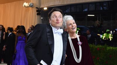 Mr Musk and his mother Maye Musk arrive at the Met Gala in May. AFP