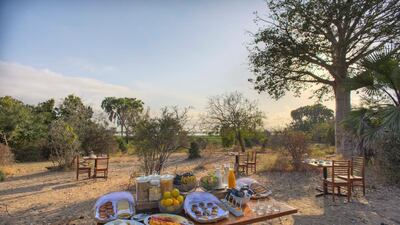 Breakfast at Roho ya Selous, Selous Game Reserve, Tanzania. Courtesy Asilia Africa