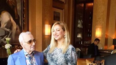 Rym Ghazal with Charles Aznavour. Photo Credit: Rym Ghazal