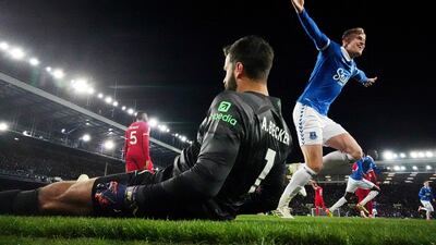 Jarrad Branthwaite celebrates after Dominic Calvert-Lewin scored Everton's second goal. Reuters