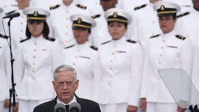 US Secretary of Defence Jim Mattis speaks during a ceremony at the National 9/11 Pentagon Memorial. AFP