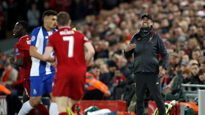 Liverpool manager Juergen Klopp shouts out instructions. Reuters
