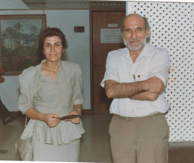 Iraqi artist Shakir Hassan Al Said, right, helped found the Baghdad Group for Modern Art. Photo: Henaa Malallah