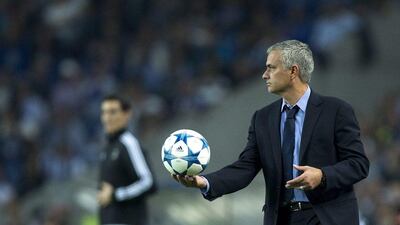 Chelsea manager Jose Mourinho shown during his team's Champions League match last week against FC Porto. Gonzalo Arroyo Moreno / Getty Images / September 29, 2015