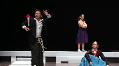 Actors perform in the play “Hongdo” on the first night of the annual Korea Festival held at the National Theatre in Abu Dhabi. The festival will run until November 11. Delores Johnson / The National