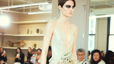 A shimmery dress at Altuzarra. Photo: Altuzarra