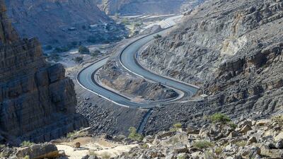 The main road that twists up and down Jebel Jais. Victor Besa / The National